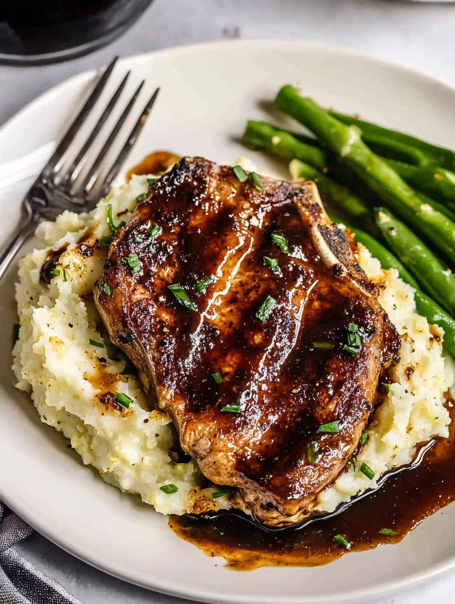 Balsamic Pork Chops with Cauli Mash