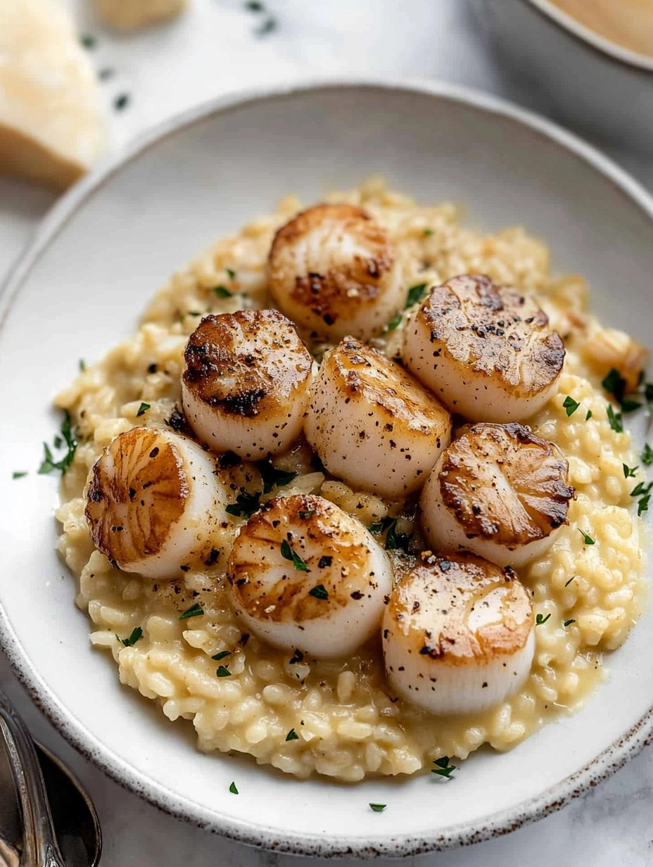 Champagne Risotto with Brown Butter Scallops