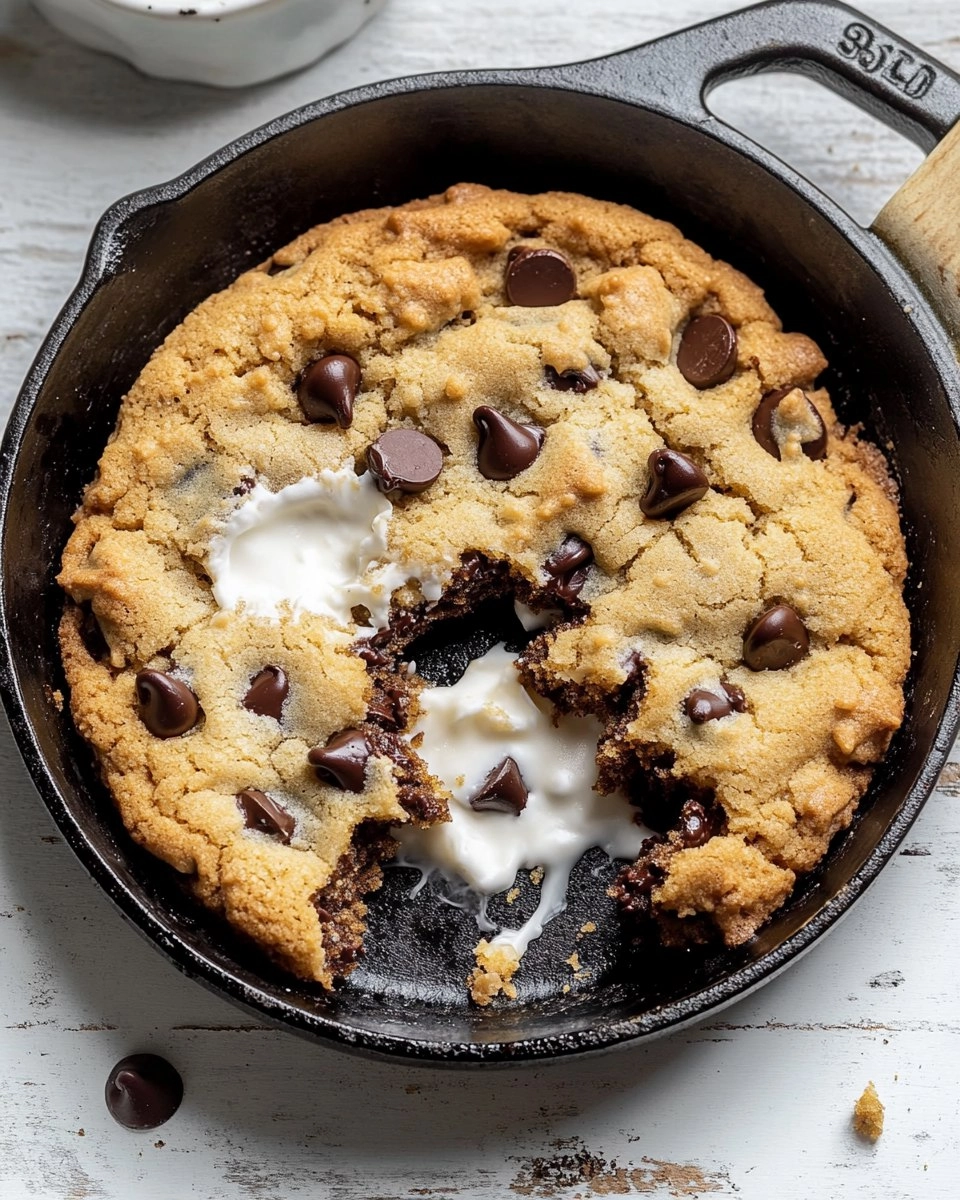 Chewy Gooey Chocolate Chip Skillet Cookie