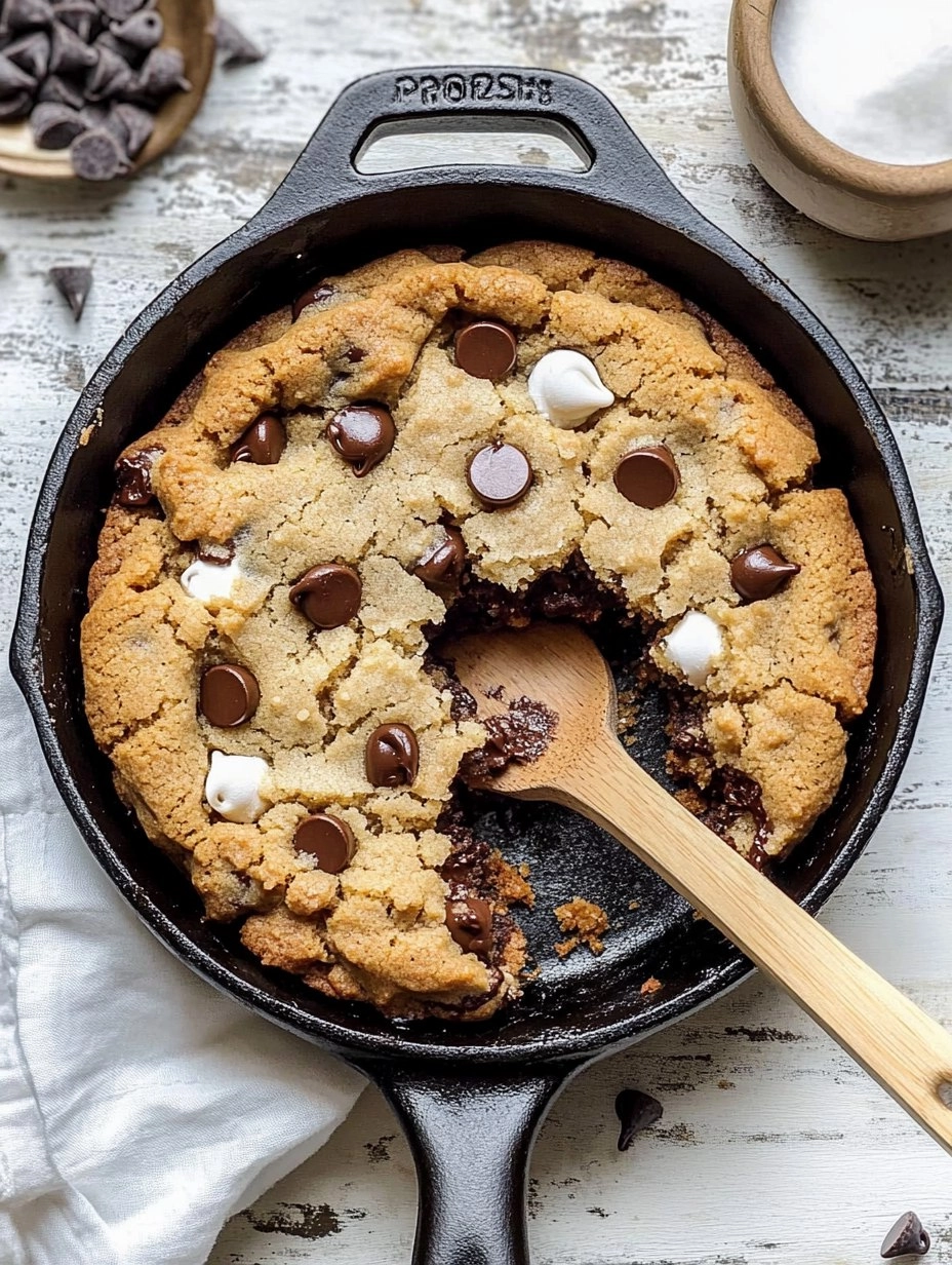 Chewy Gooey Chocolate Chip Skillet Cookie