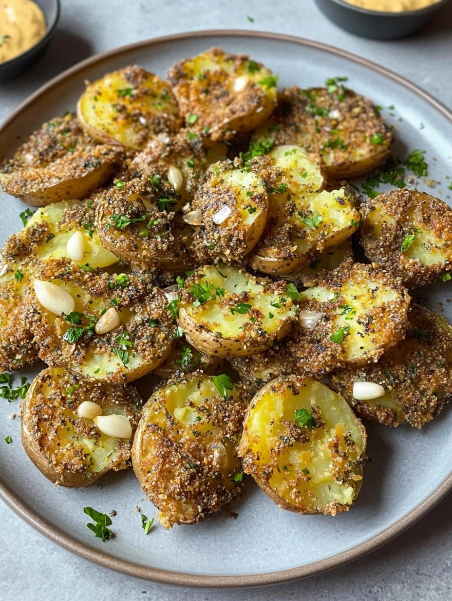 Crispy Smashed Potatoes with Garlic & Za'atar