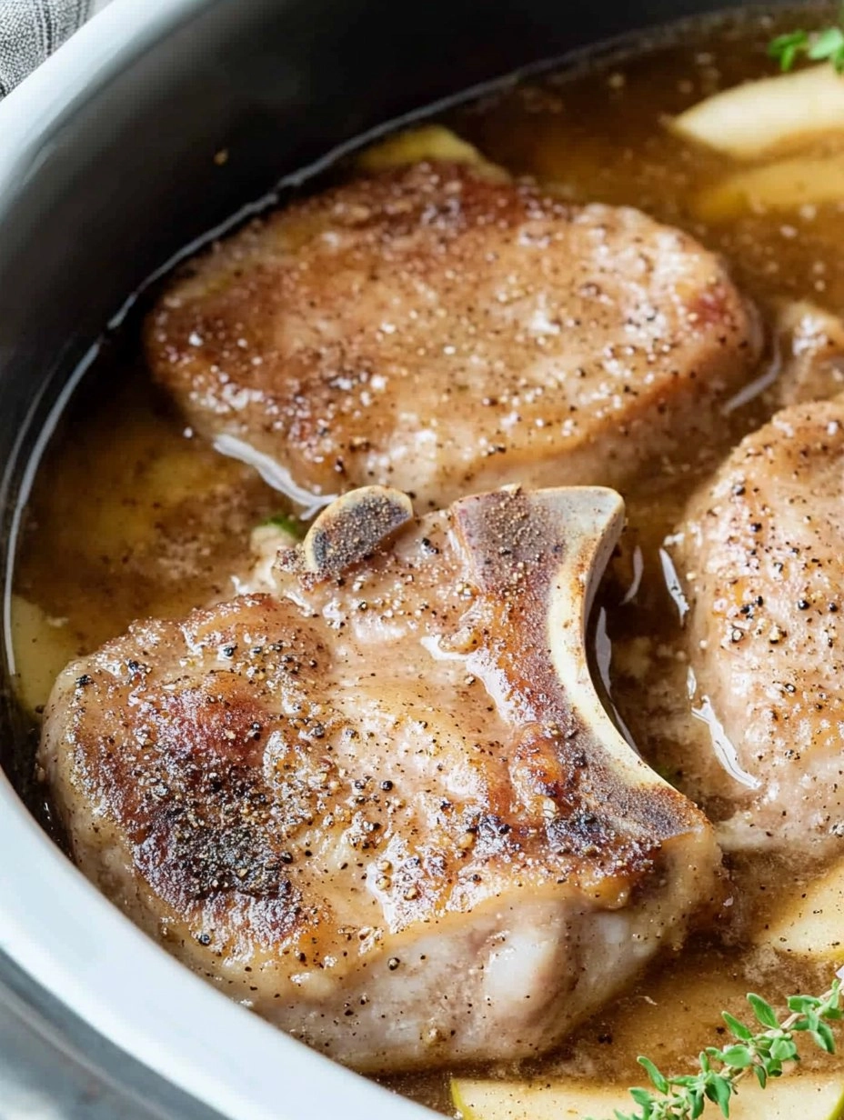 Fall-Apart Tender Crockpot Apple Pork Chops