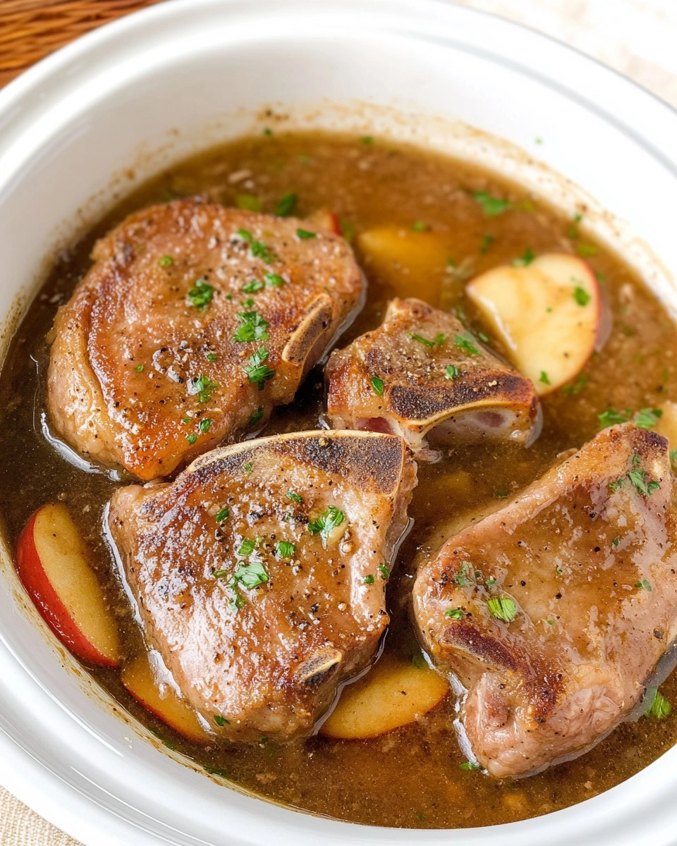 Fall-Apart Tender Crockpot Apple Pork Chops