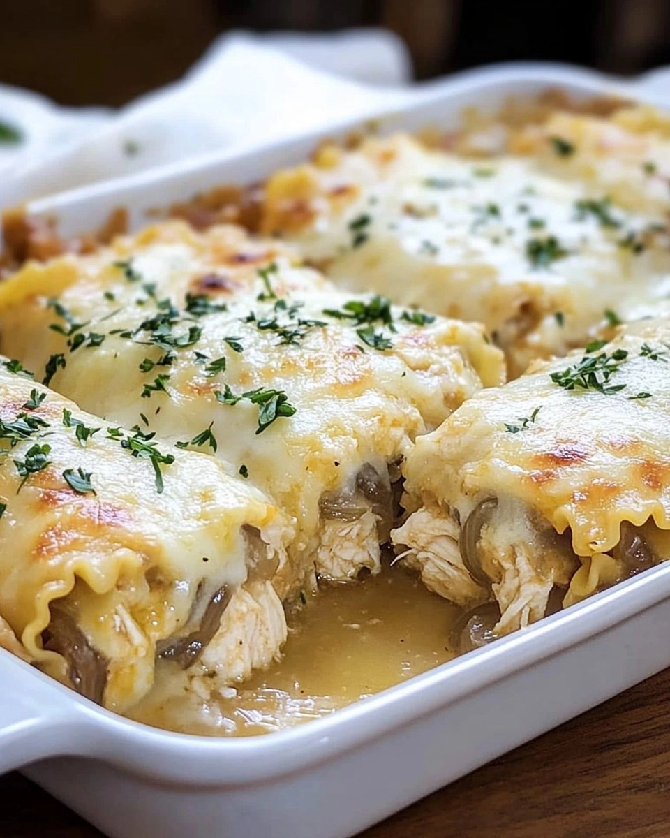 French Onion Chicken Lasagna Rollups 145 French Onion Chicken Lasagna Rollups