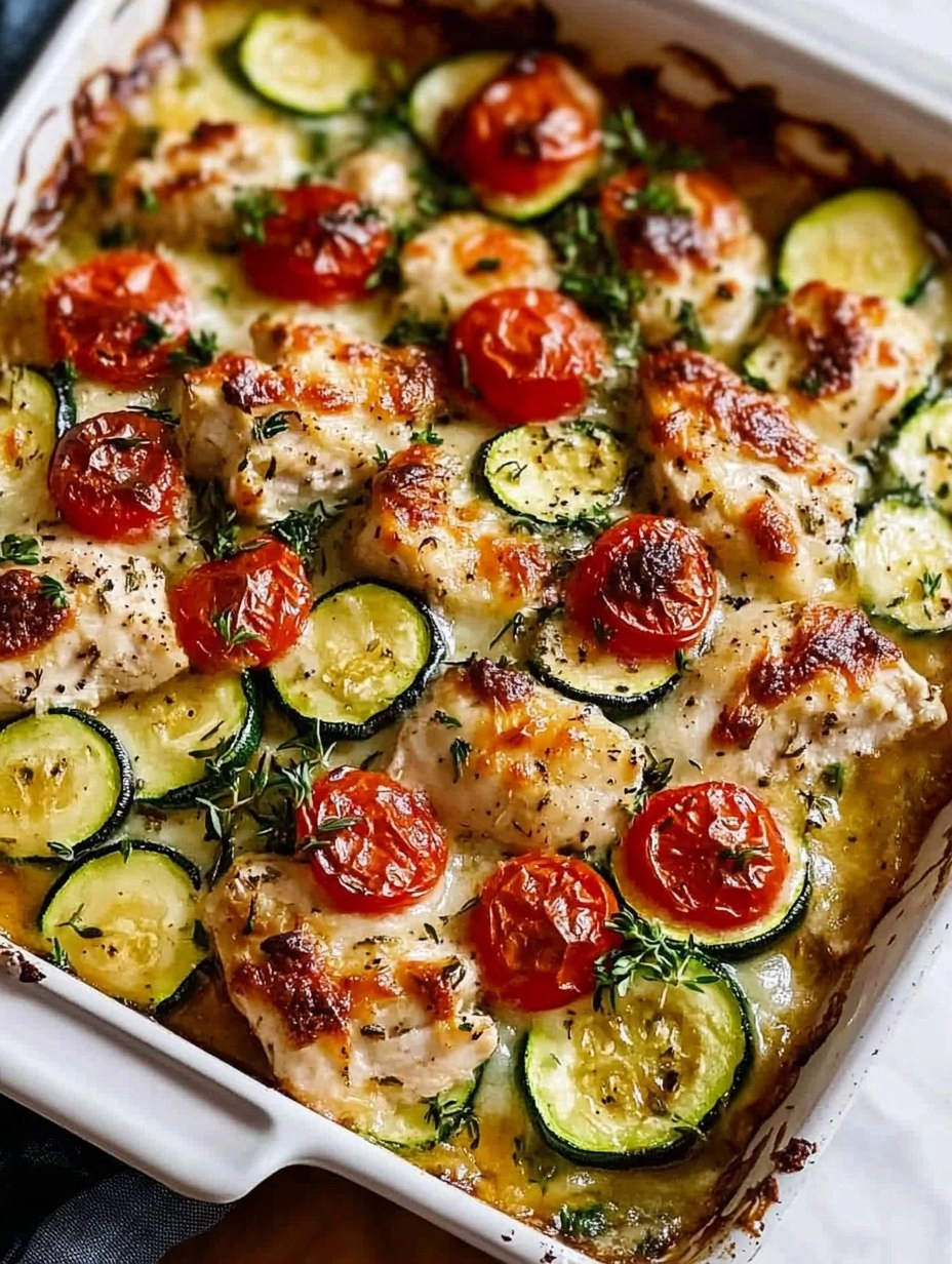 Mediterranean Chicken Zucchini Bake