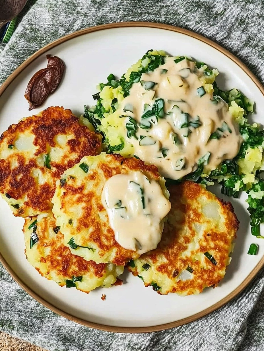 Cheesy Colcannon Potato Cakes with Scallions