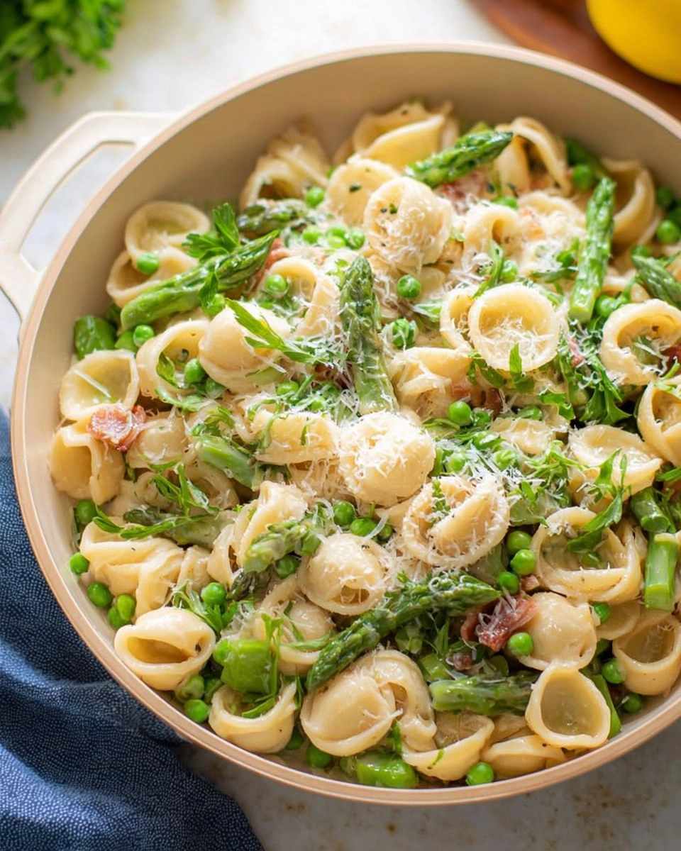 Creamy Lemon Asparagus Pasta with Peas & Parmesan
