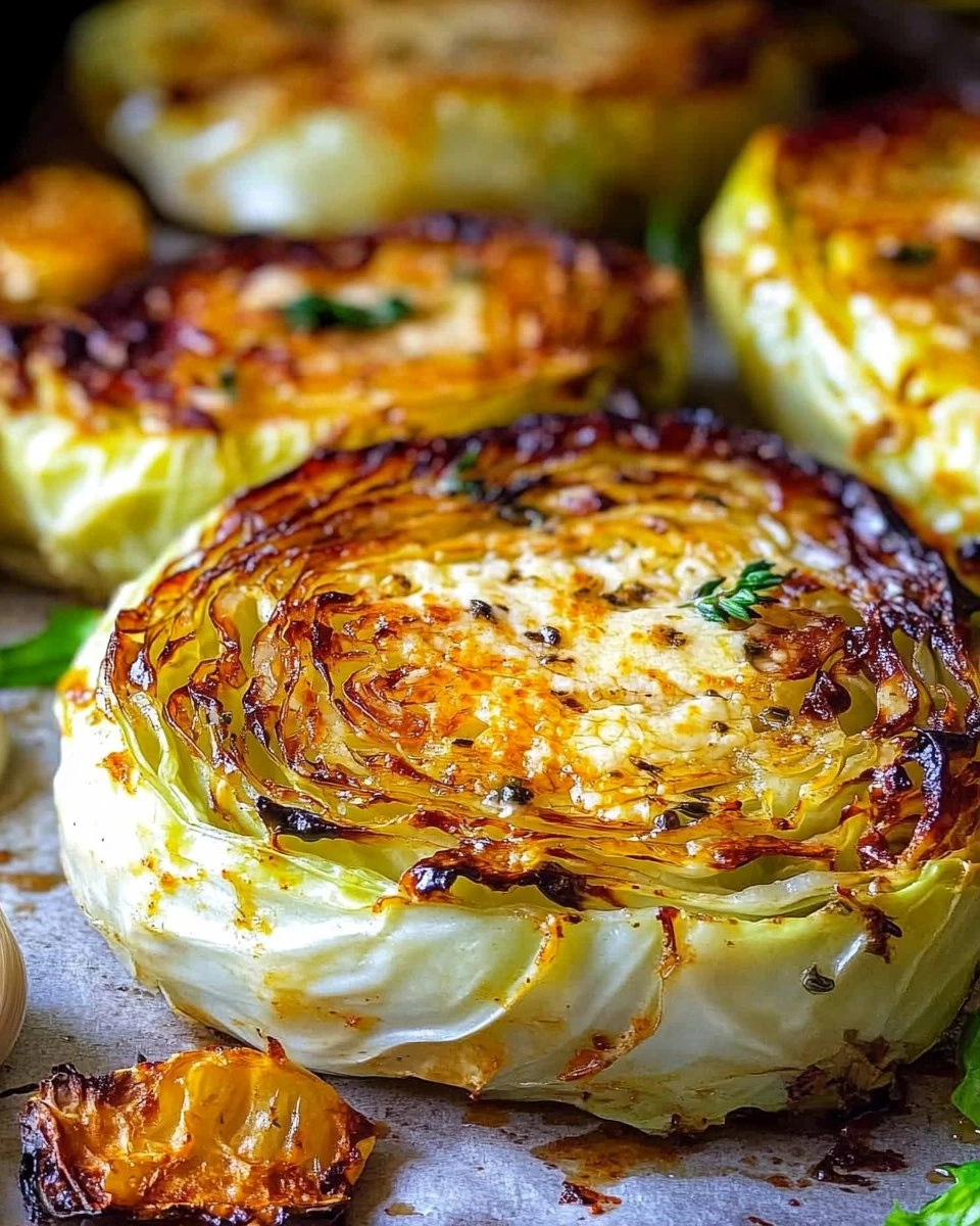 Crispy Roasted Parmesan Cabbage Steaks with Garlic Herb Butter
