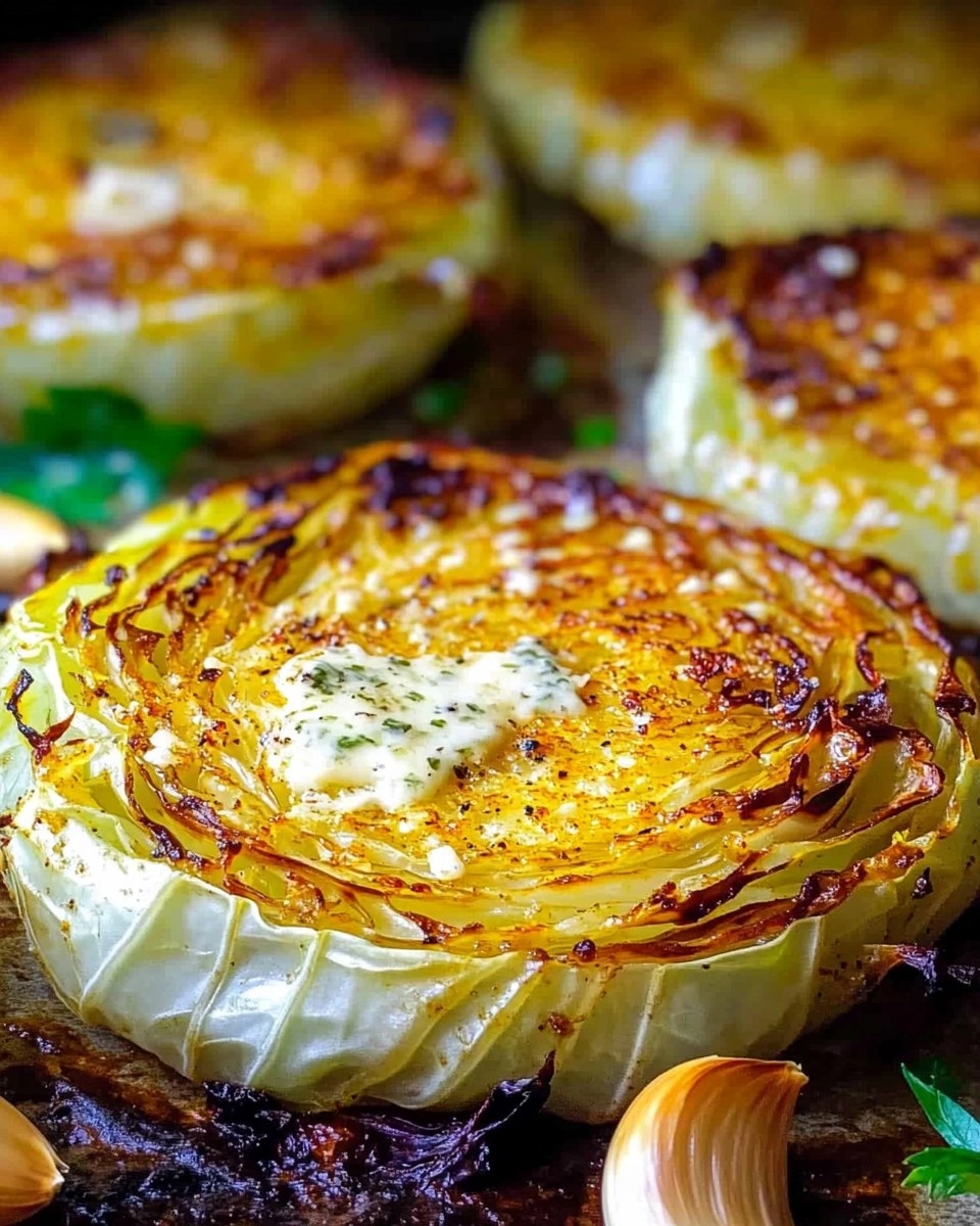 Crispy Roasted Parmesan Cabbage Steaks with Garlic Herb Butter