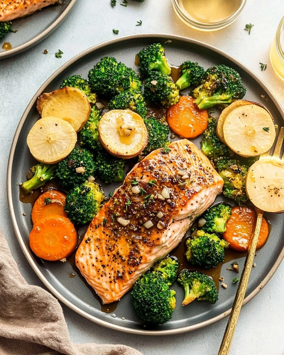 Honey Garlic Sheet-Pan Salmon with Broccoli & Carrots