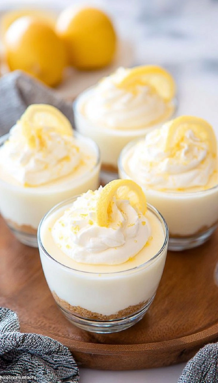 No-Bake Lemon Cheesecake Cups with Vanilla Cookie Crust