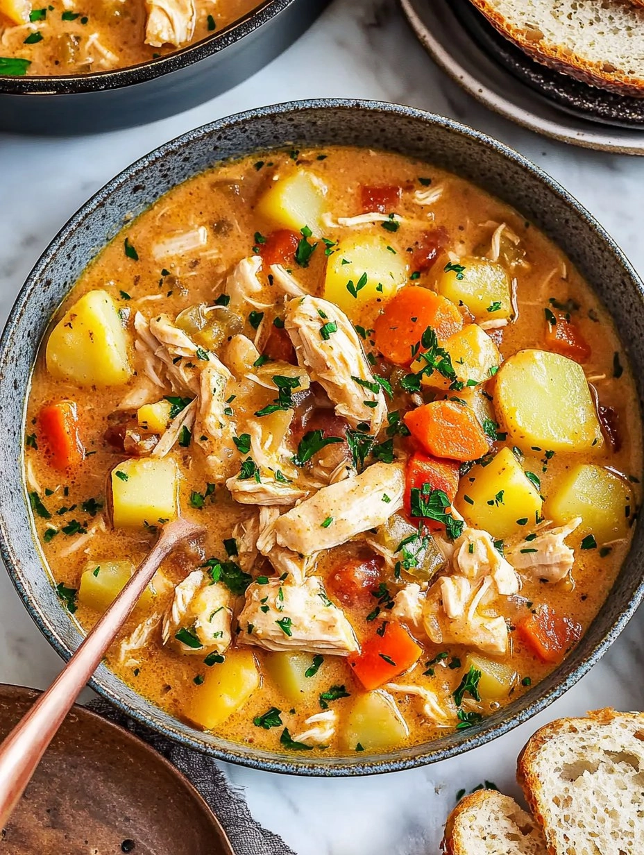 One-Pot Creamy Chicken & Potato Stew (Stovetop or Slow Cooker)
