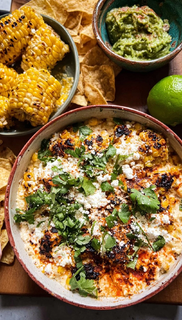 Cinco de Mayo Street Corn Dip & Guacamole Board