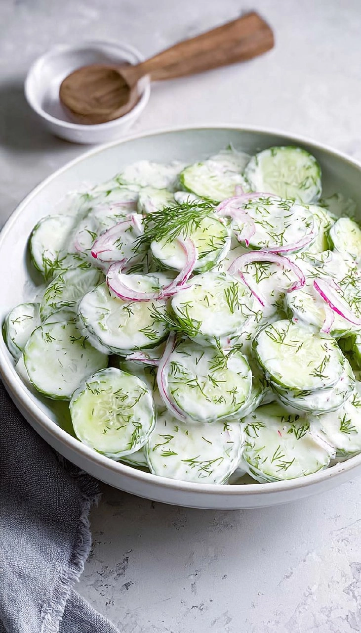 Creamy Cucumber Salad with Sour Cream & Dill 65 Creamy Cucumber Salad with Sour Cream & Dill