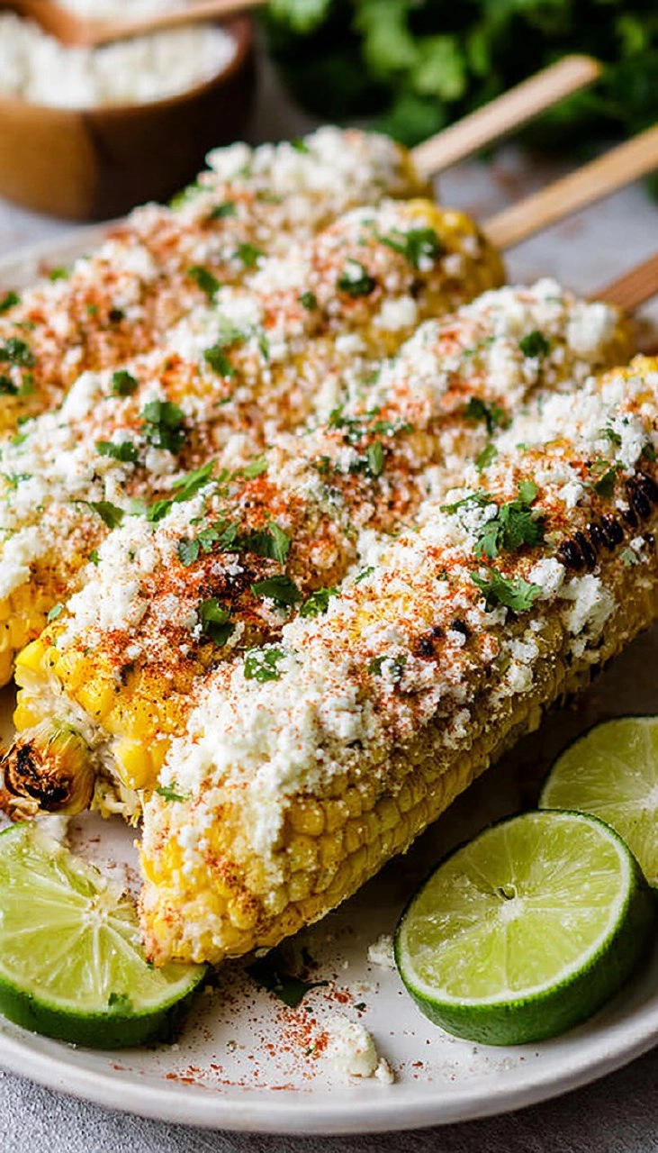 Elote | Grilled Mexican Street Corn with Cotija Cheese & Chili Lime