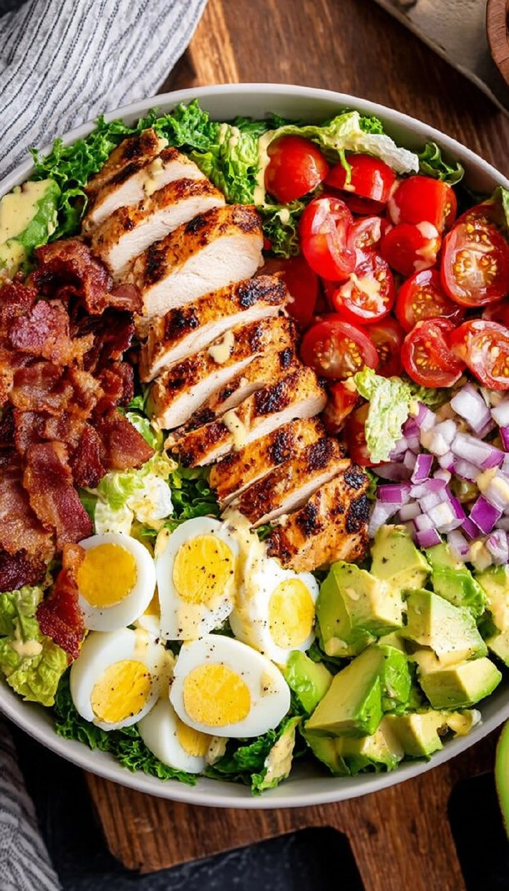 Healthy Grilled Chicken Cobb Salad with Honey Dijon Dressing
