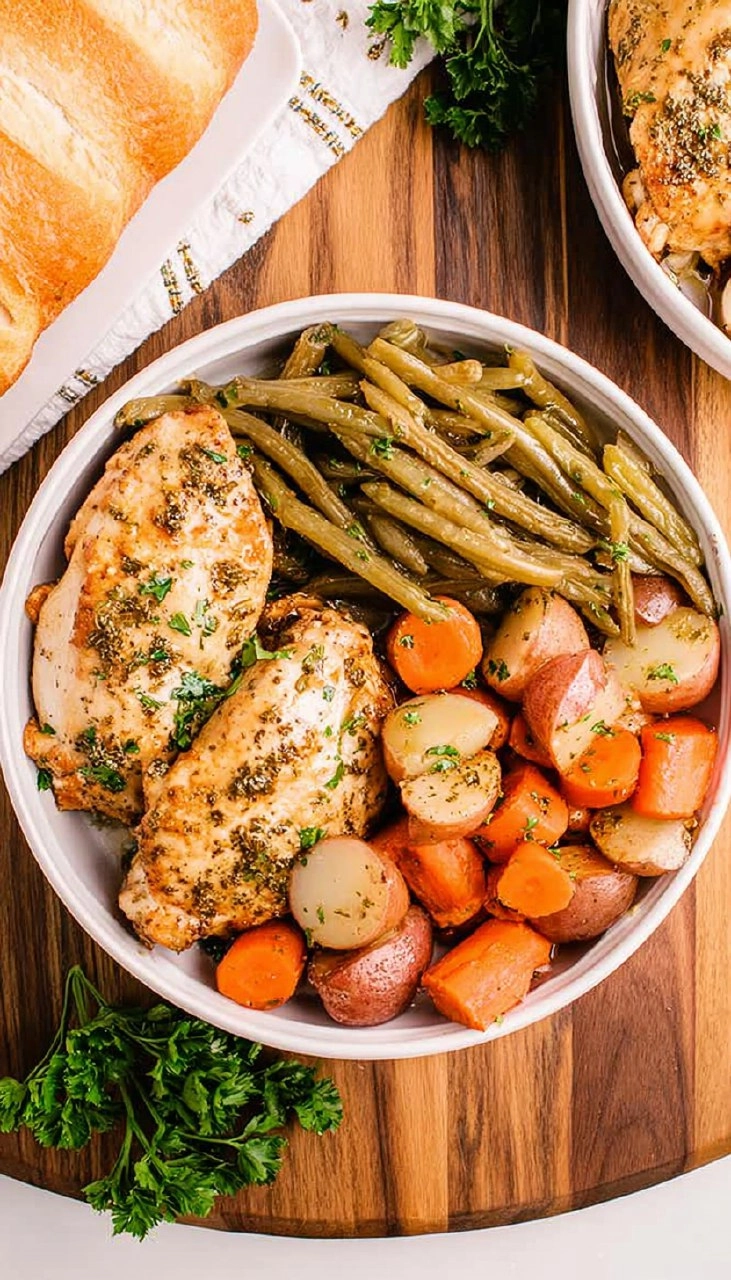 Slow Cooker Garlic Butter Chicken and Vegetables