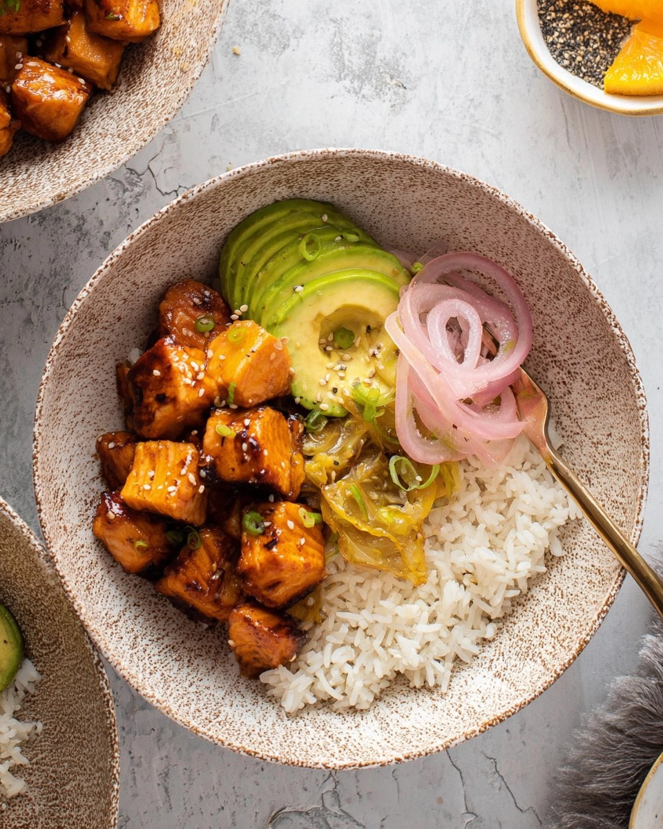 Sticky Orange Salmon Bowls
