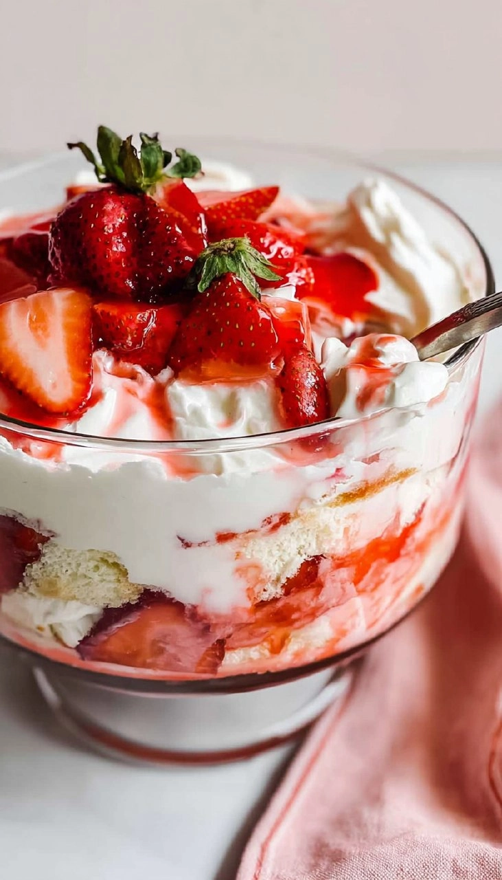 Strawberry Shortcake Trifle with Angel Food Cake