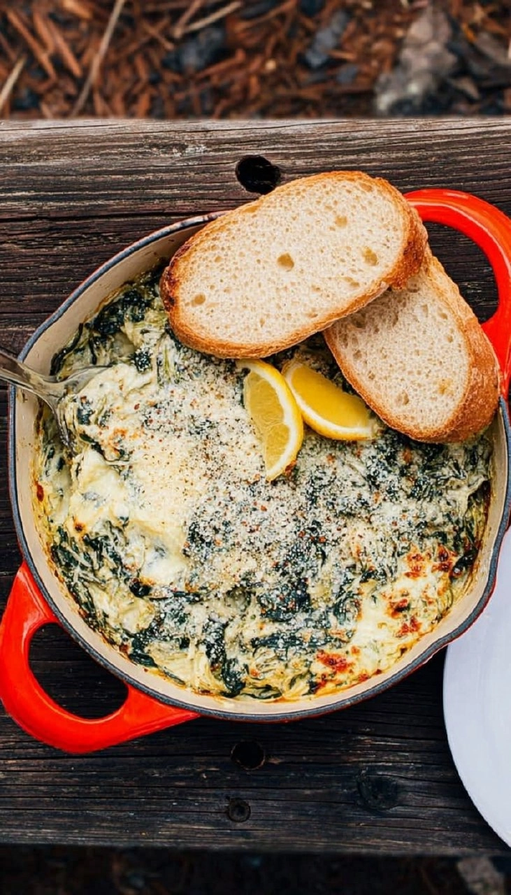 Campfire Spinach Artichoke Dip