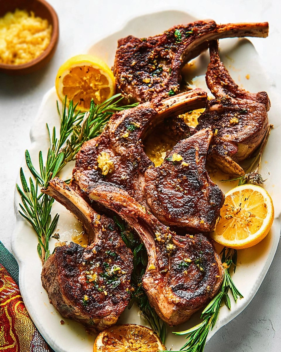 Garlic Rosemary Lamb Chops with Lemon Butter