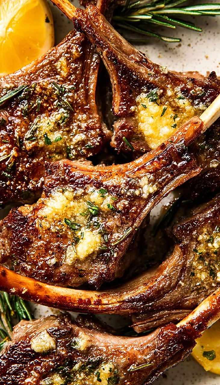 Garlic Rosemary Lamb Chops with Lemon Butter