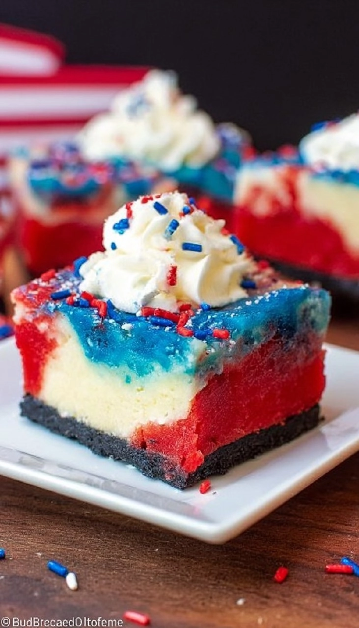 Red White and Blue Cheesecake Bars