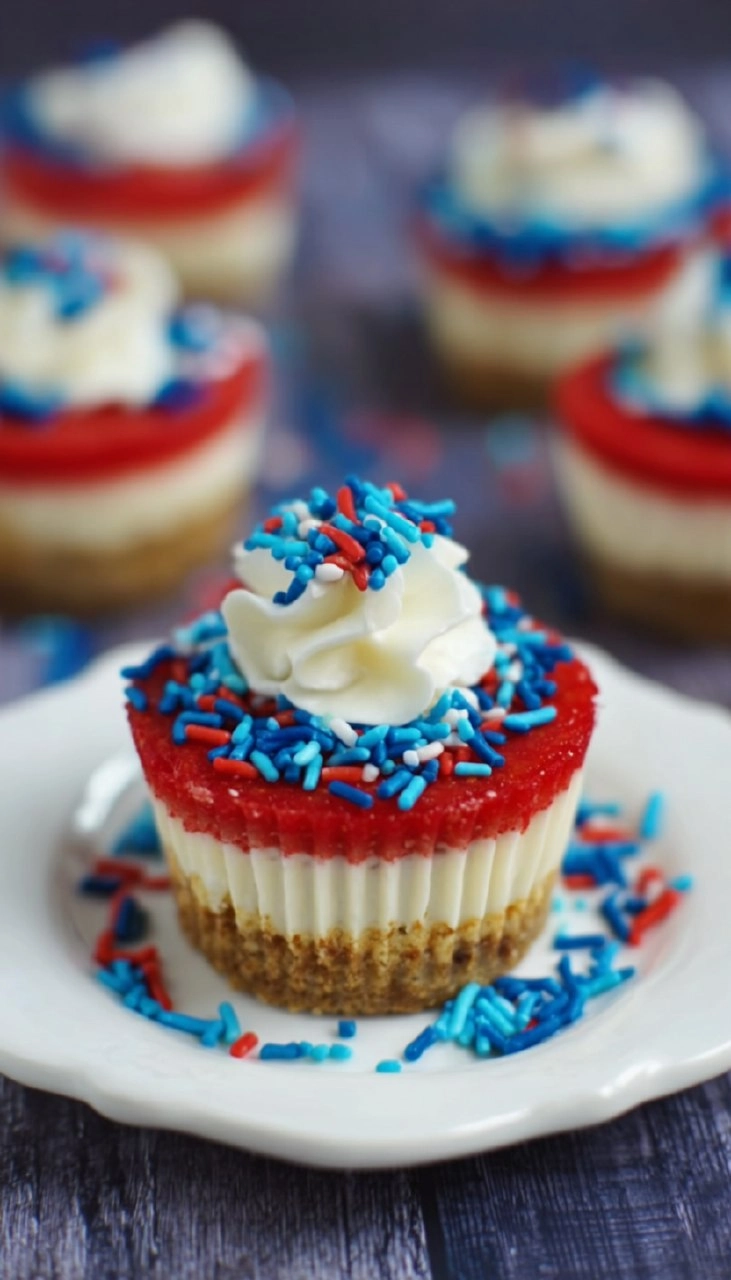Red, White and Blue Mini Cheesecakes 125 Red, White and Blue Mini Cheesecakes