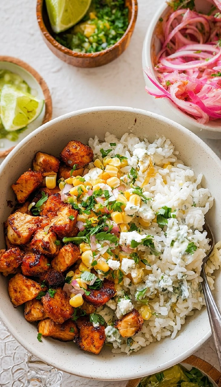Street Corn Chicken Rice Bowls