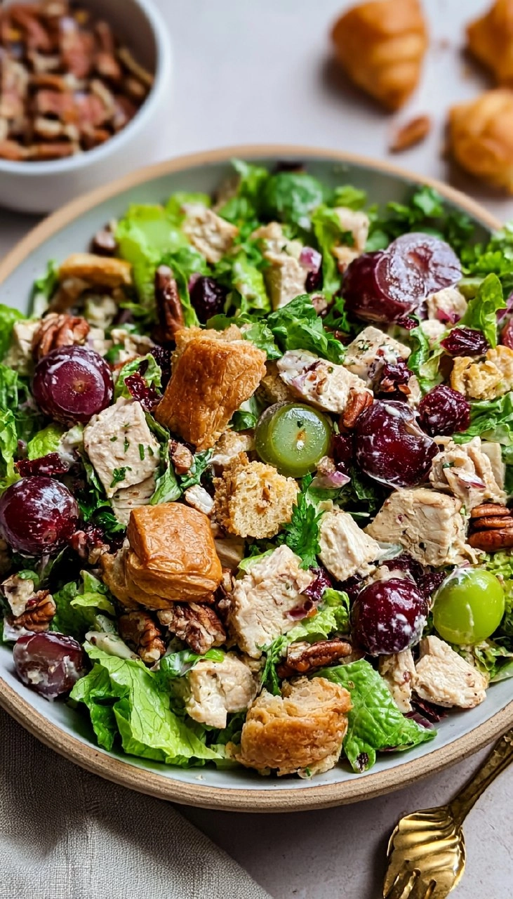 Chicken Salad with Grapes, Pecans, and Croissant Croutons 125 Chicken Salad with Grapes, Pecans, and Croissant Croutons