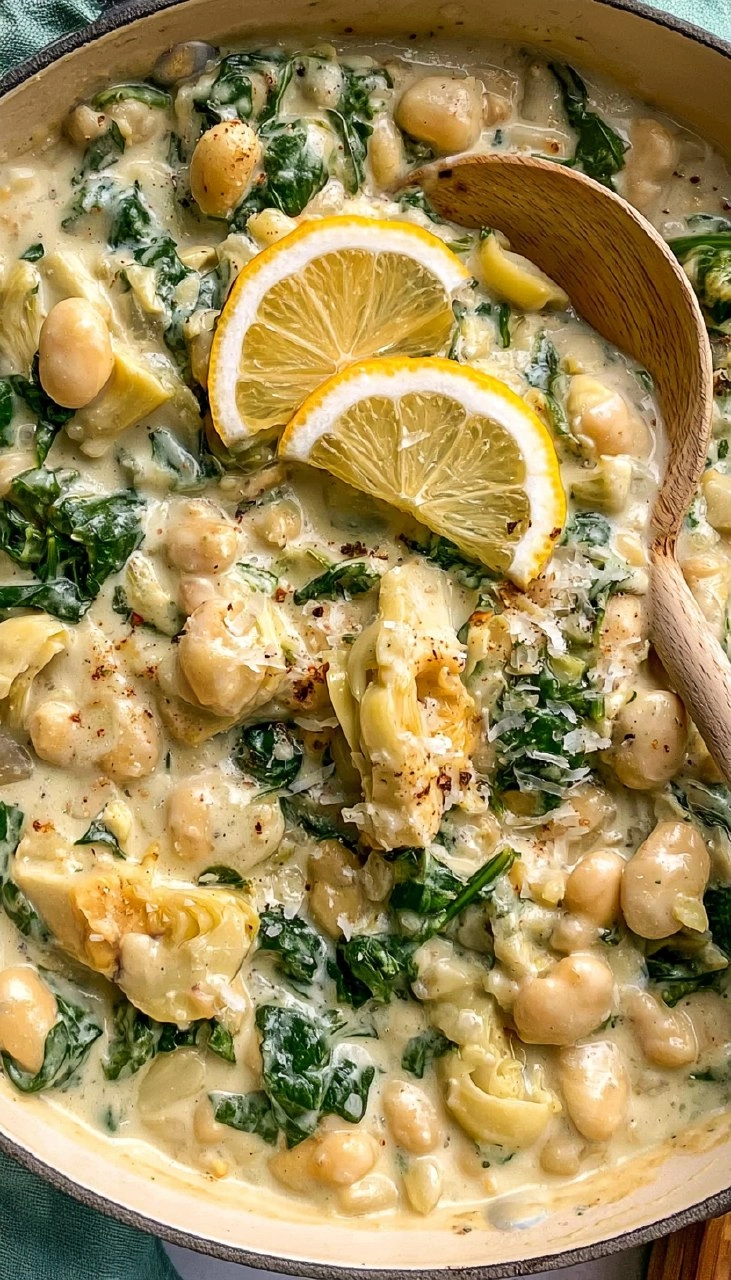 Creamy Spinach Artichoke Butter Beans