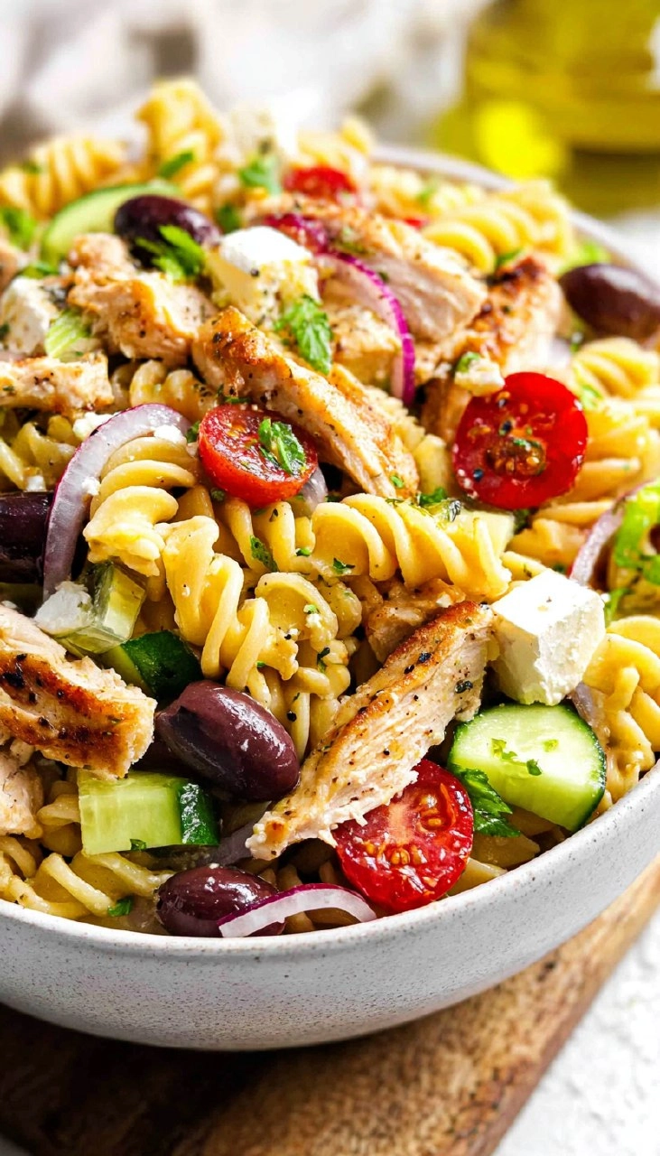 Greek Chicken Pasta Salad (Healthy, High Protein, Easy Meal Prep)