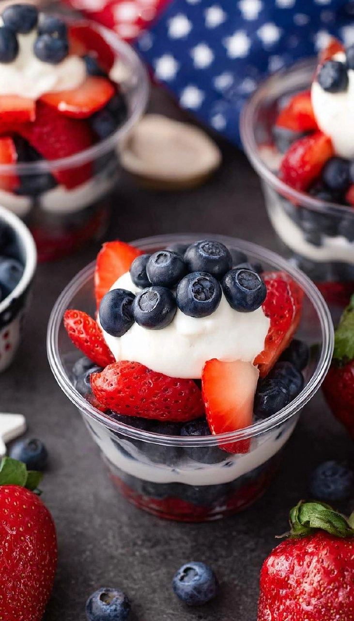 Red, White and Blue Fruit Cups