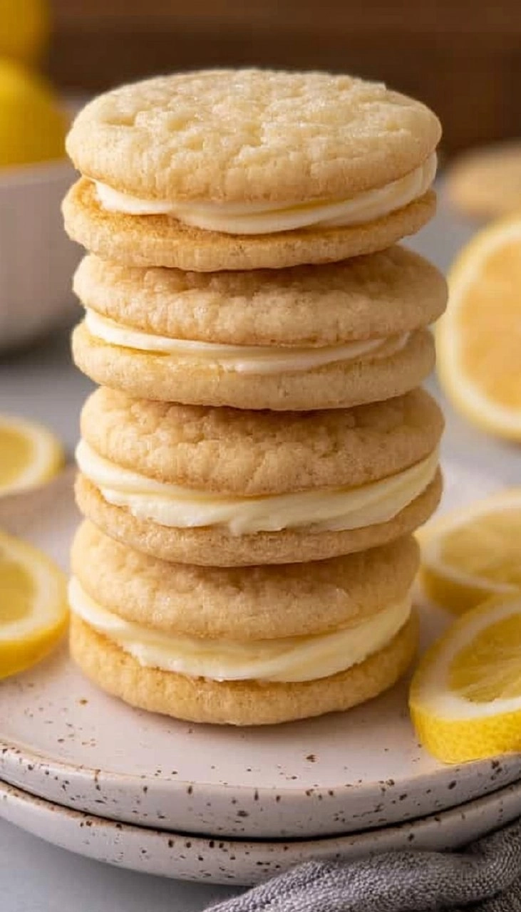 Soft and Chewy Lemon Sandwich Cookies with Cream Cheese Frosting