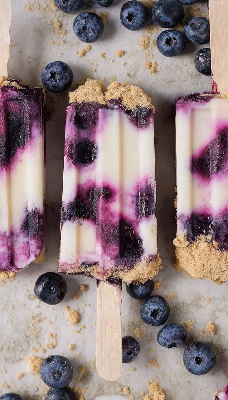 Blueberry Cheesecake Protein Popsicles