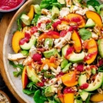 Chicken Salad with Peaches, Avocado & Fresh Raspberry Dressing 111 Chicken-Salad-with-Peaches-Avocado-Fresh-Raspberry-Dressing-Recipe