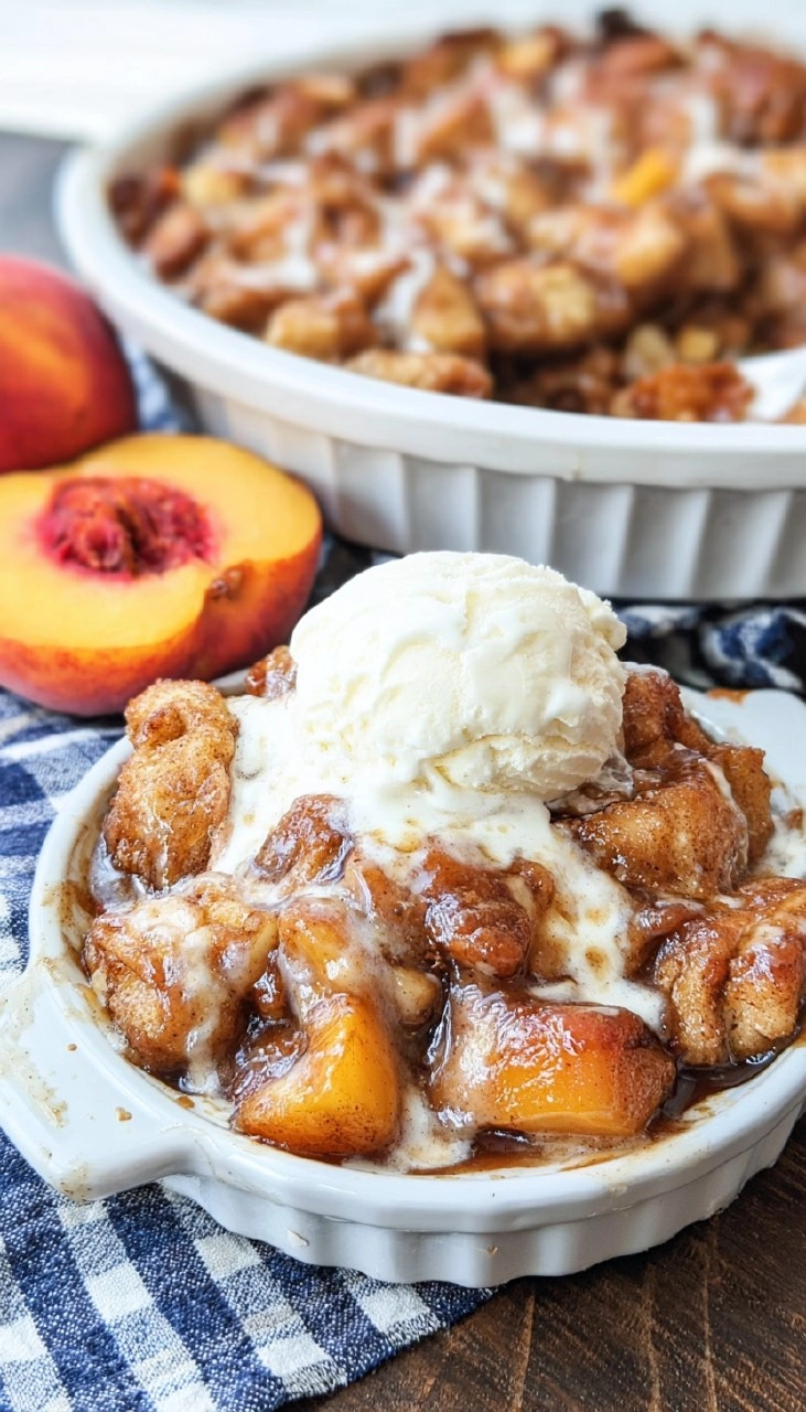 Cinnamon Roll Peach Cobbler