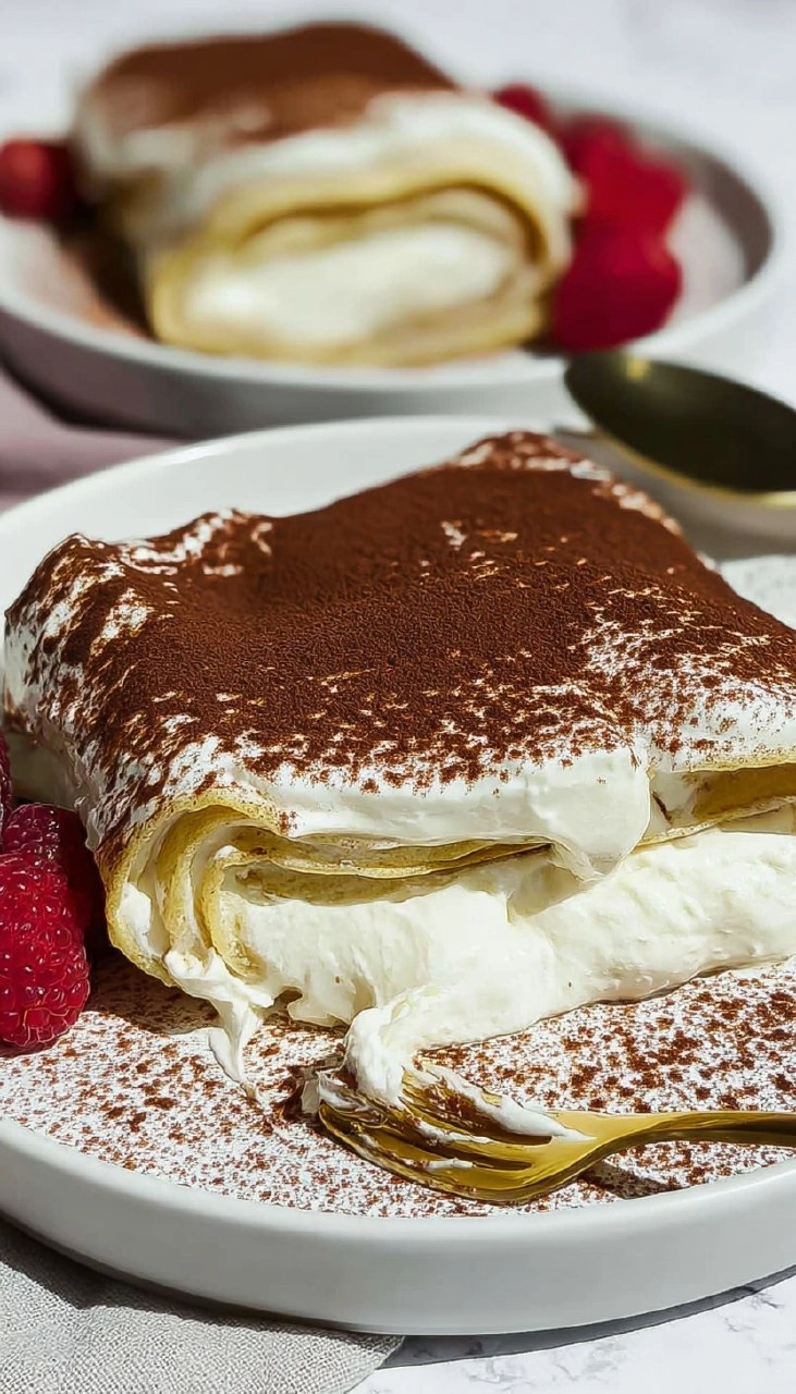 Cottage Cheese Tiramisu Crepe Roll