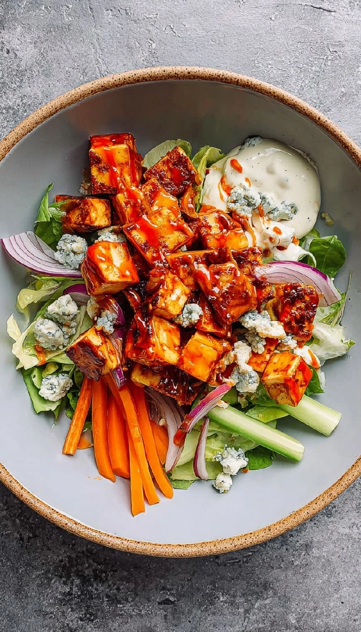 Crispy Buffalo Halloumi Salad