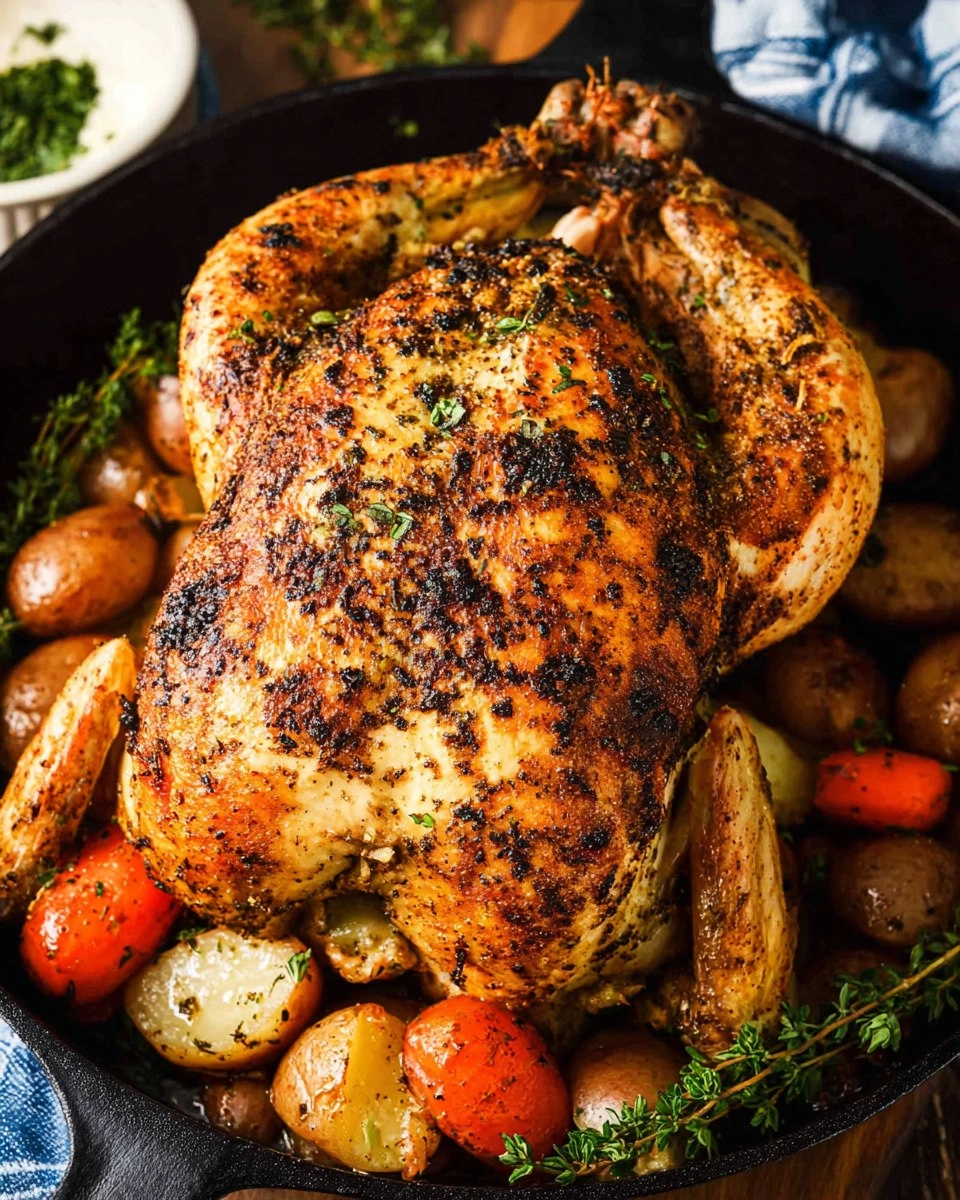 Easy Whole Roast Chicken (Crispy Skin + Juicy Inside)