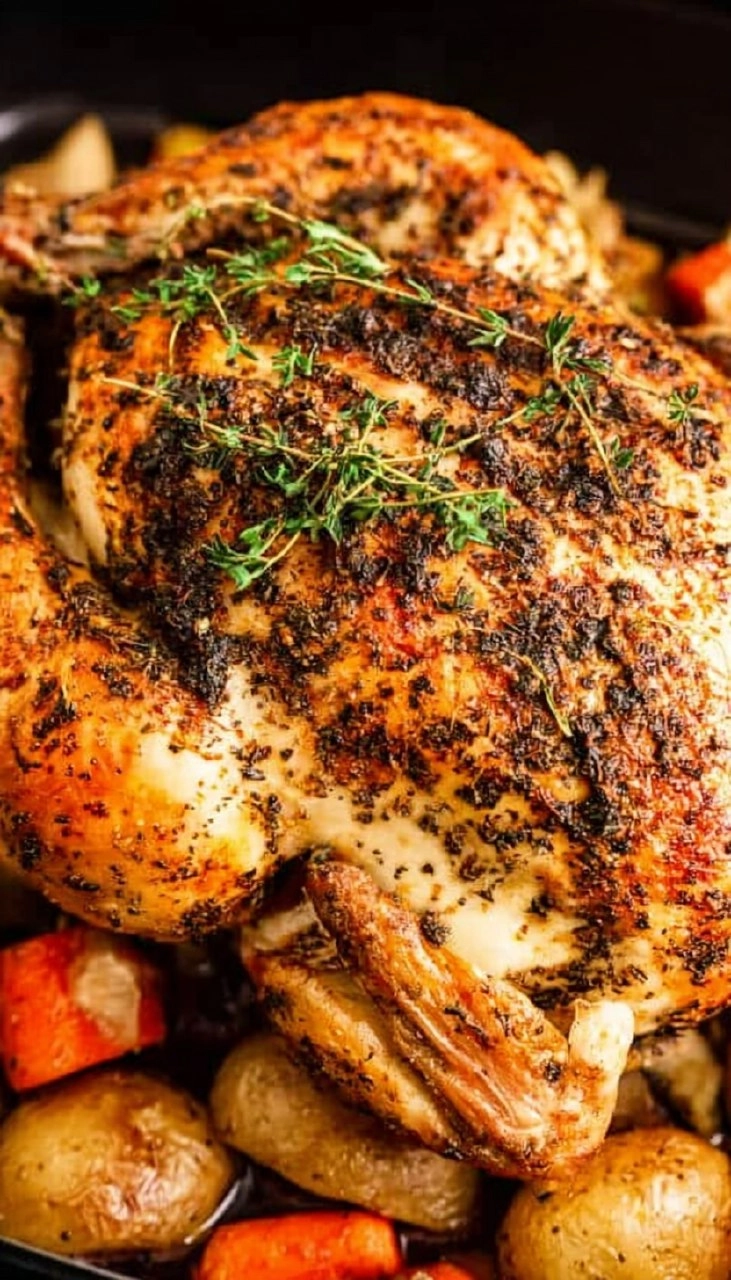 Easy Whole Roast Chicken (Crispy Skin + Juicy Inside)