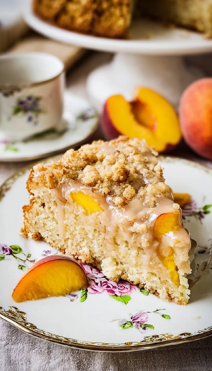 Peach Ricotta Cake with Brown Butter Streusel