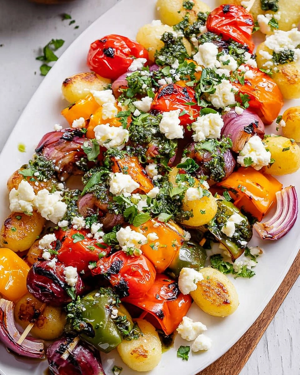Rainbow Grilled Gnocchi Skewers