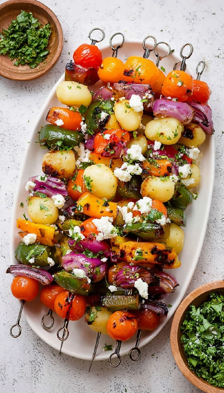 Rainbow Grilled Gnocchi Skewers