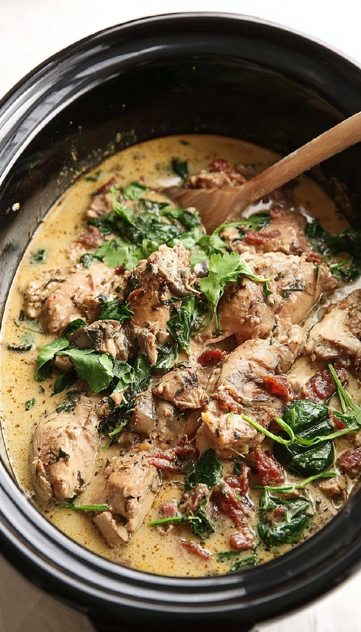 Slow Cooker Tuscan Chicken (Creamy, 10-Minute Prep)