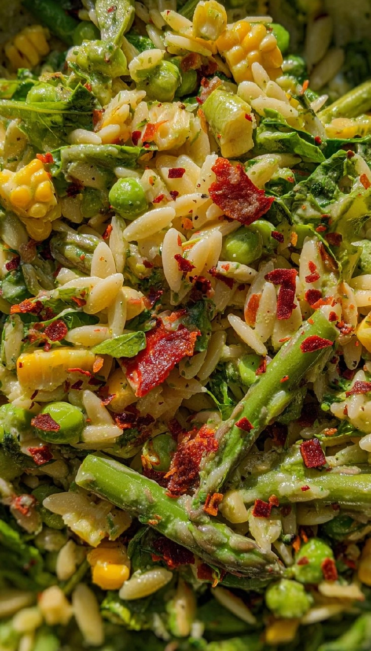 Spring Orzo Pasta Salad with Creamy Basil Vinaigrette 135 Spring Orzo Pasta Salad with Creamy Basil Vinaigrette