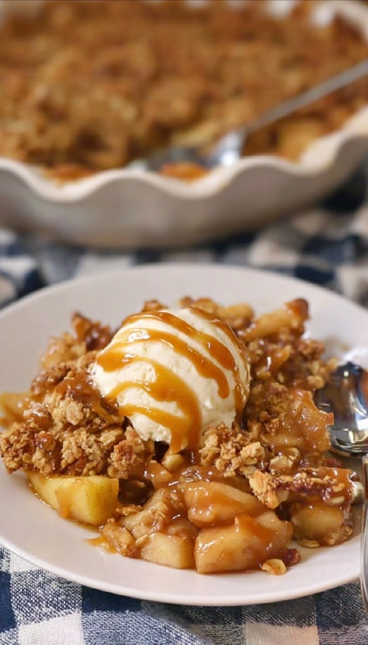 Caramel Apple Crisp with Crunchy Oat Topping