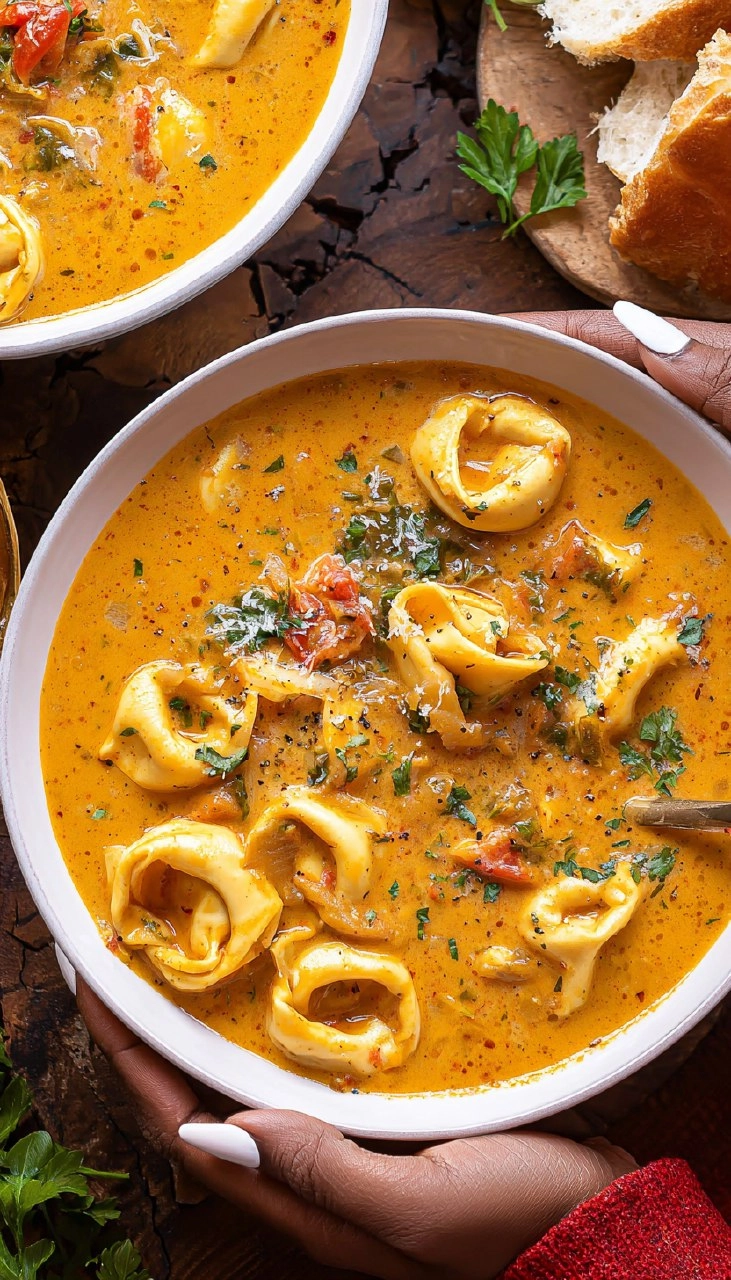 Creamy Tuscan Tortellini Soup [Easy + Comforting]