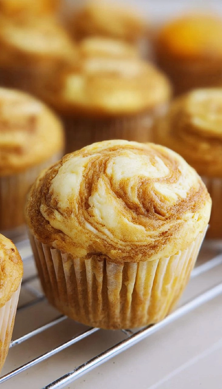 Pumpkin Muffins with Cheesecake Swirl